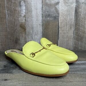 Women's Sam Edelman Linnie Neon Lime Green Leather Slip On Flats Loafers Size 9